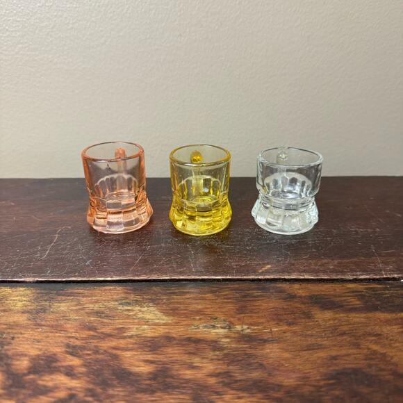 Federal Glass Vintage Miniature Set of 3 Mini Mug Shot Glasses toothpick holders - Picture 12 of 13